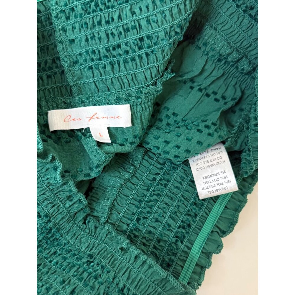Ces Femme NWOT Boho Green Wide-Leg Pants Womens L - Picture 5 of 5